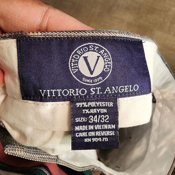 💕5 For $20 Vittorio St. Angelo Gray Checkered Trouser Dress Pants Mens 34/32 - Picture 5 of 8